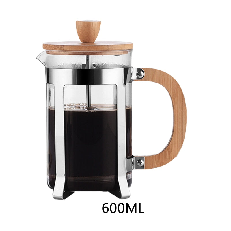 Wooden Handle French Press Coffee Maker - Fourmile Coffee