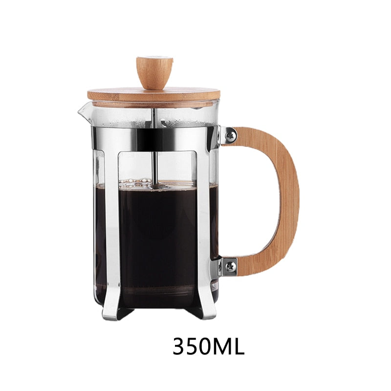 Wooden Handle French Press Coffee Maker - Fourmile Coffee