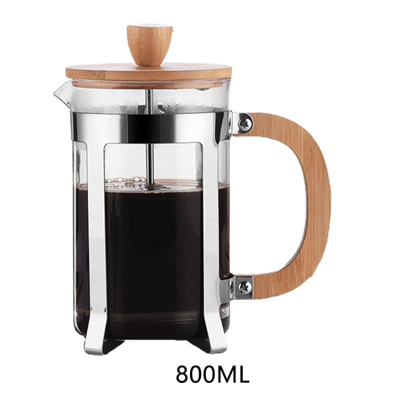 Wooden Handle French Press Coffee Maker - Fourmile Coffee