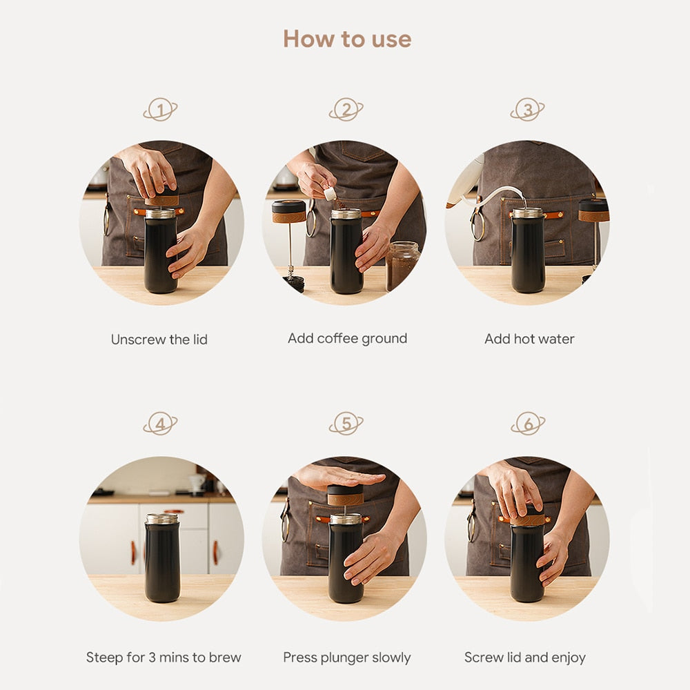 2 In 1 Portable Travel French Press Coffee Maker - Fourmile Coffee