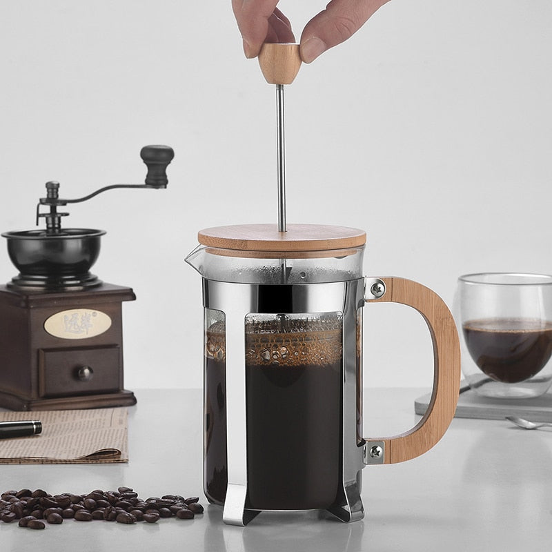 Wooden Handle French Press Coffee Maker - Fourmile Coffee