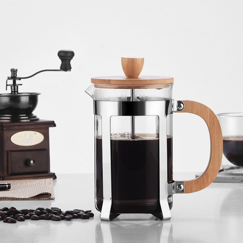 Wooden Handle French Press Coffee Maker - Fourmile Coffee
