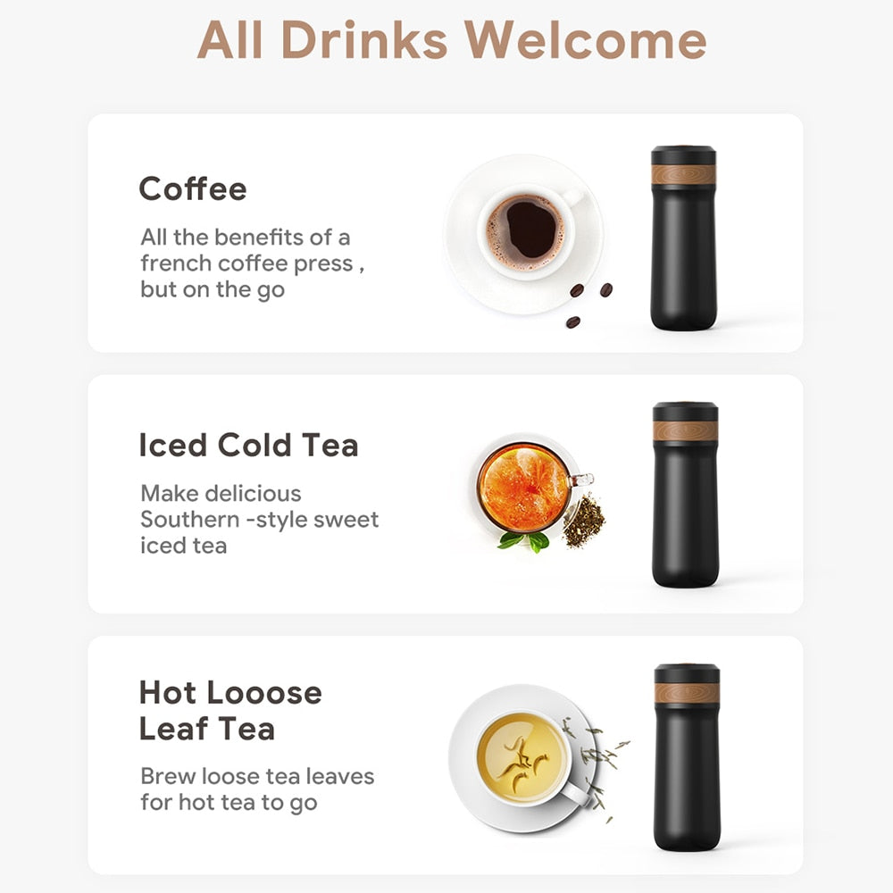 2 In 1 Portable Travel French Press Coffee Maker - Fourmile Coffee